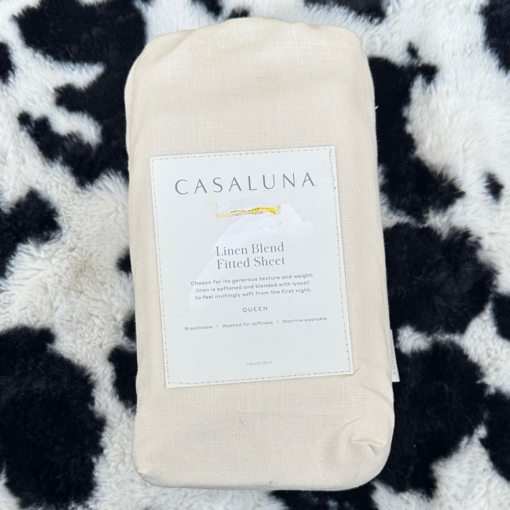 Casaluna Cream Linen Blend fitted sheet